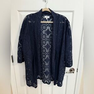 Shannon Ford New York Womens Lace Open Front Drape Cardigan Plus Size 3X